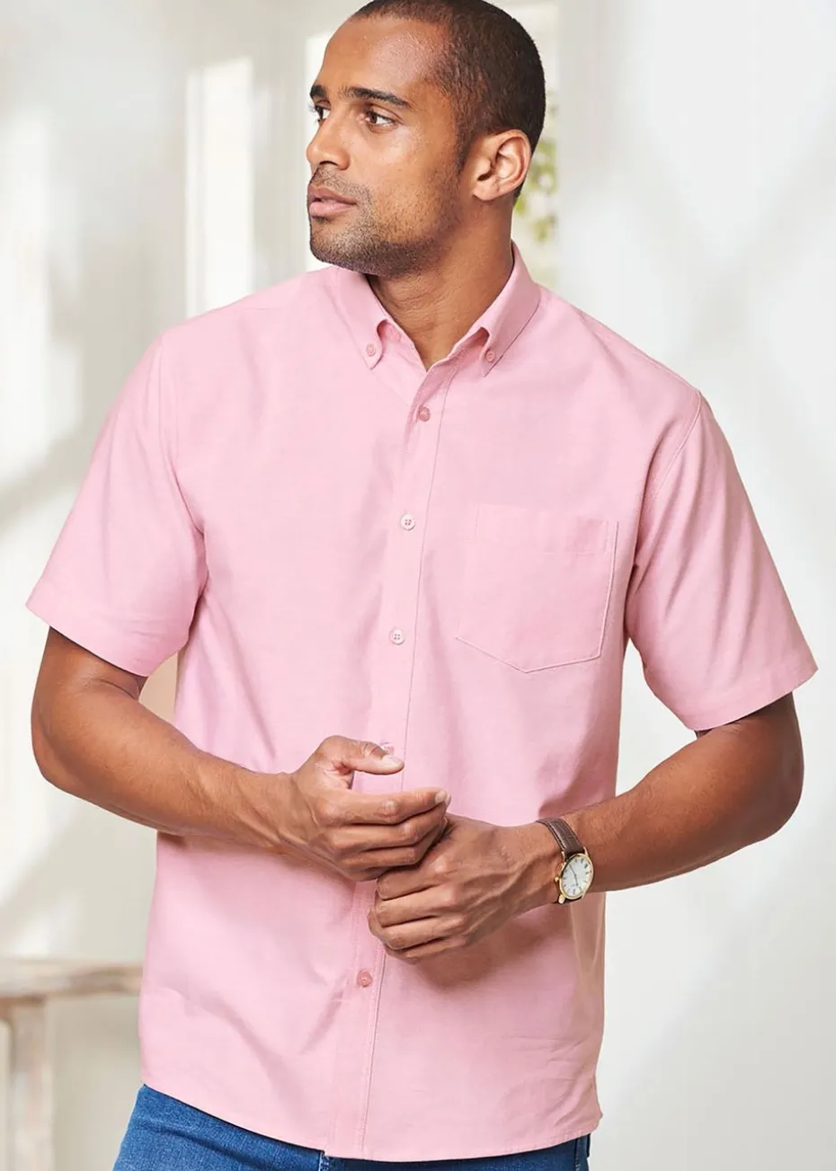 Cotton Traders Red Coral Short Sleeve Oxford Shirt