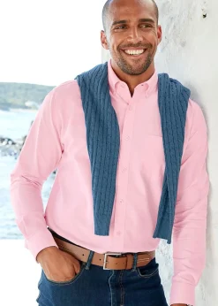 Cotton Traders Red Coral Long Sleeve Oxford Shirt