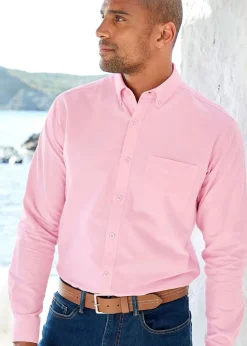 Cotton Traders Red Coral Long Sleeve Oxford Shirt