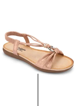 Cotton Traders Rose Gold Ring Detail Cushioned Sandals