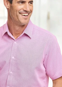 Cotton Traders Rose Pink Short Sleeve Luxury Birdseye Shirt