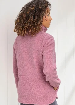 Cotton Traders Rose Pink Half-Zip Fleece Jumper