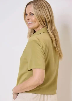 Cotton Traders Sage Green Tie Waist Blouse