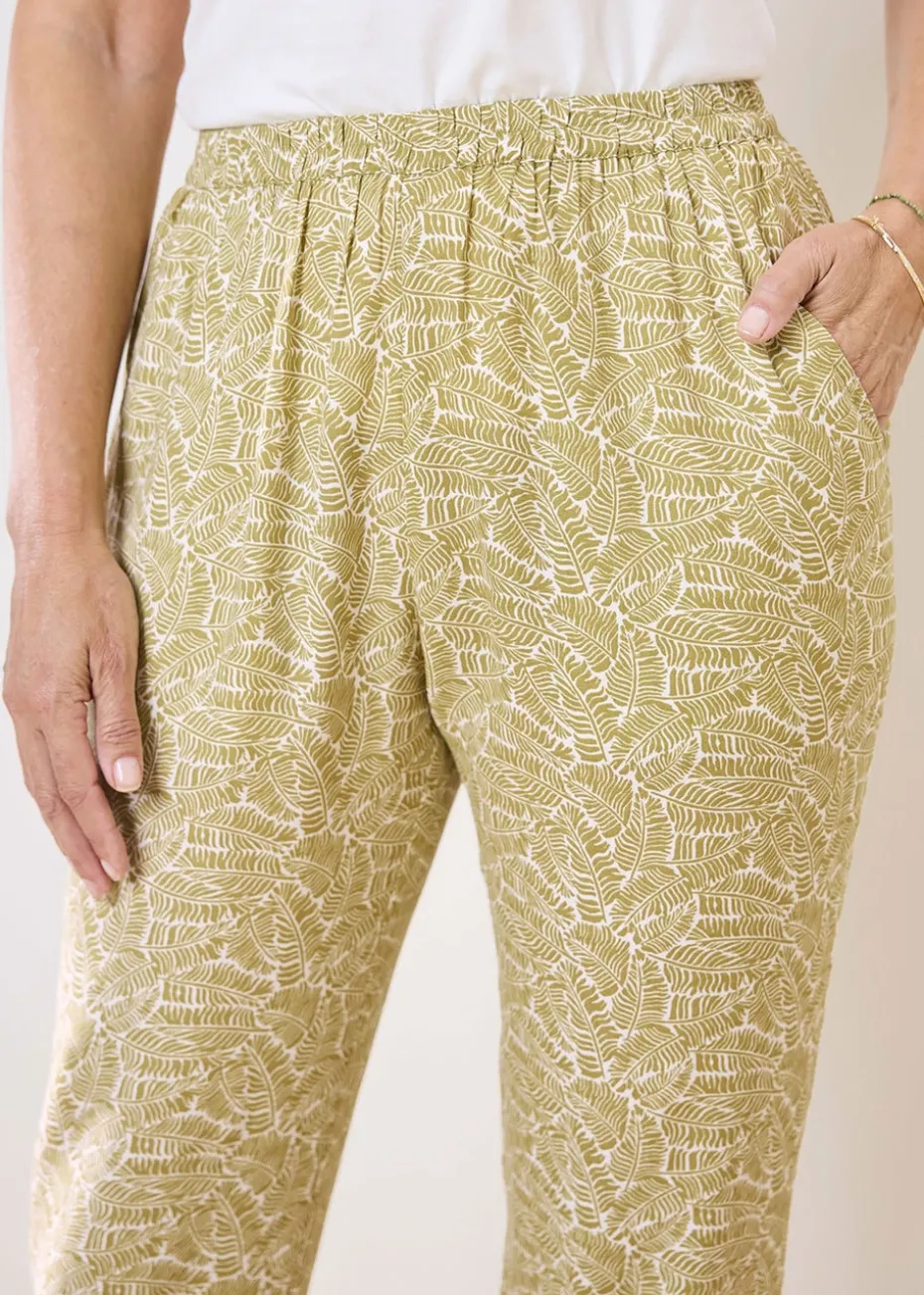 Cotton Traders Sage Green Pull On Tapered Leg Trousers