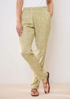 Cotton Traders Sage Green Pull On Tapered Leg Trousers
