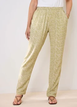 Cotton Traders Sage Green Pull On Tapered Leg Trousers