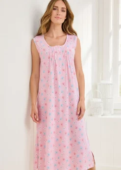 Cotton Traders Shell Pink 2 Pack Pintuck Maxi Nightdresses