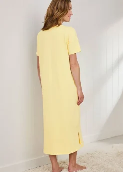 Cotton Traders Soft Lemon Lace Trim Nightdress