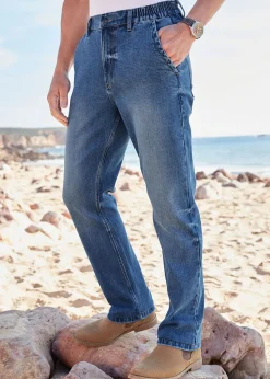 Cotton Traders Stonewash Side Elasticated Straight-Fit Jeans