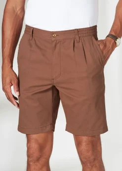 Cotton Traders Warm Copper Pleat Front Comfort Shorts