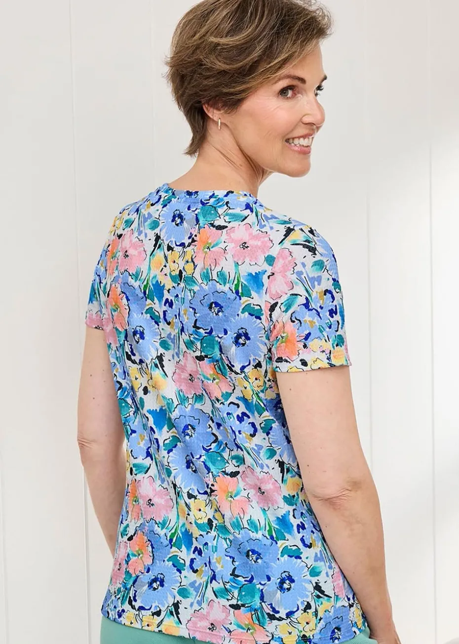 Cotton Traders Warm Cream Print Textured Jersey Top