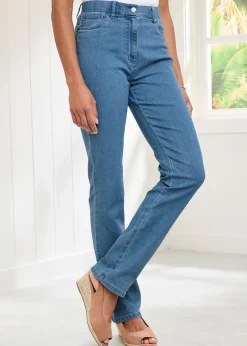 Cotton Traders Washed Blue Magic Comfort Straight-Leg Denim Jeans