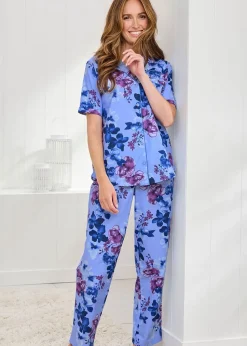 Cotton Traders Washed Iris Woven Pyjamas Set