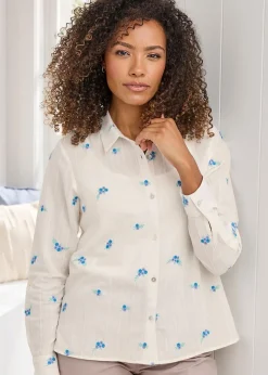 Cotton Traders White Embroidered Shirt