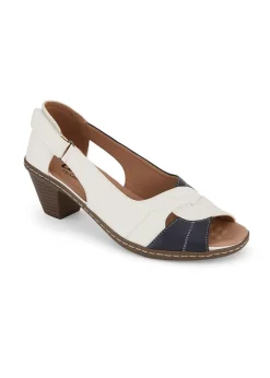 Cotton Traders White Heeled Peep Toe Sandals