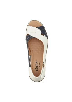 Cotton Traders White Heeled Peep Toe Sandals