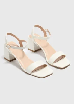 Cream Block Heel Sandals