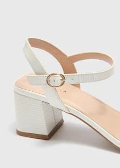 Cream Block Heel Sandals