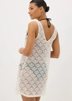 Cream Crochet Short Beach Dress