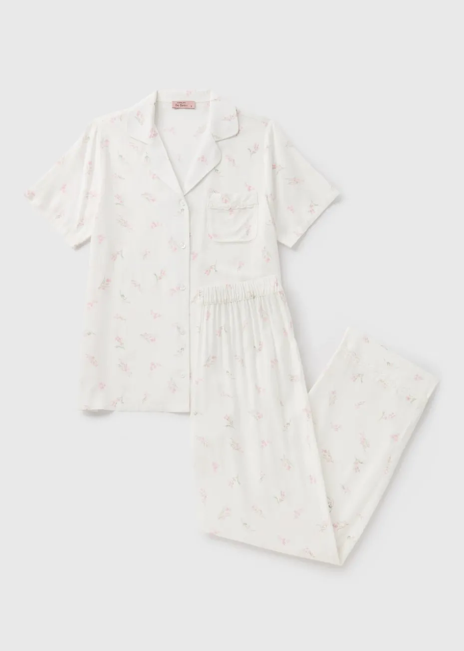 Cream Ditsy Floral Pyjama Set