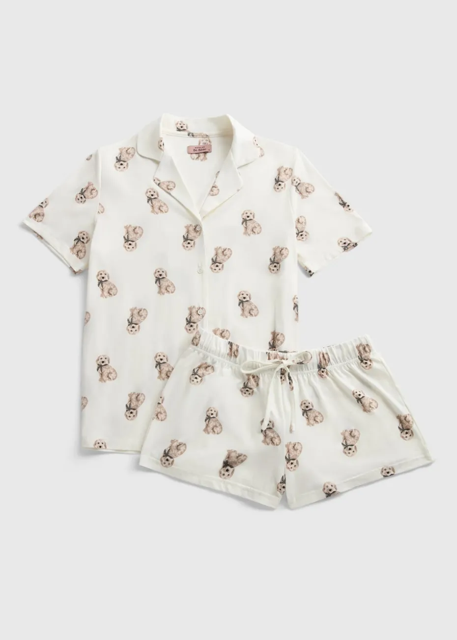 Cream Dog Short Pyjama Set