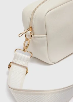 Cream Faux Leather Camera Bag