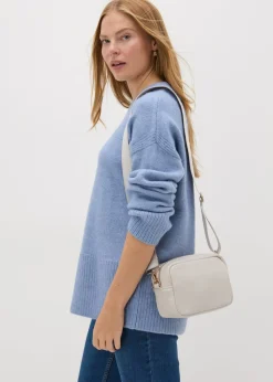 Cream Faux Leather Camera Bag