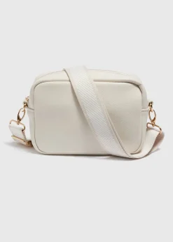 Cream Faux Leather Camera Bag