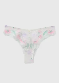 Cream Floral Brazilian Knickers