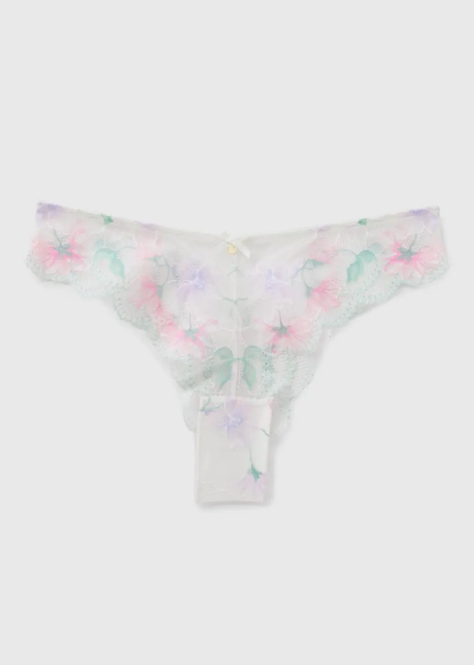 Cream Floral Brazilian Knickers