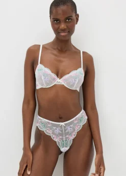 Cream Floral Brazilian Knickers