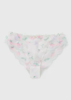 Cream Floral High Leg Knickers