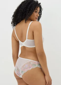 Cream Floral High Leg Knickers