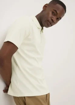 Cream Interlock 1/4 Zip Polo Shirt