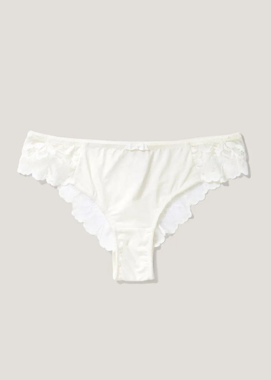 Cream Lace Detail Brazilian Knickers