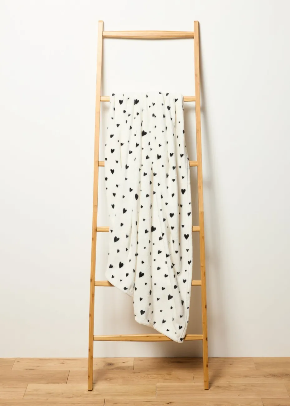 Cream Mono Heart Throw