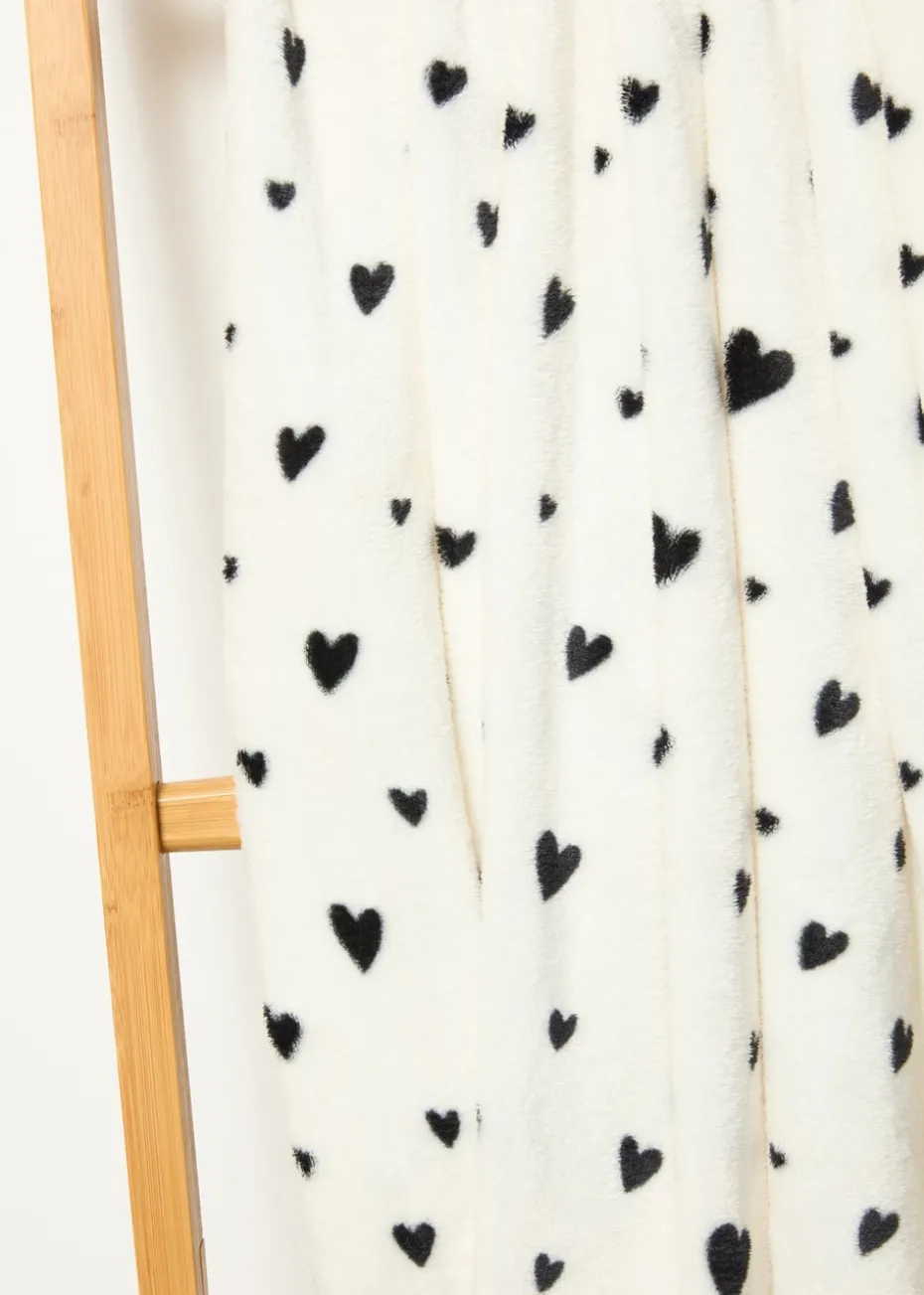 Cream Mono Heart Throw