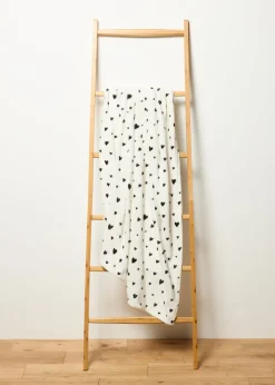 Cream Mono Heart Throw