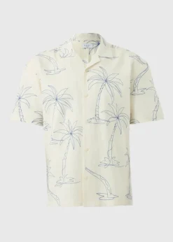 Cream Palm Tree Embroidered Shirt