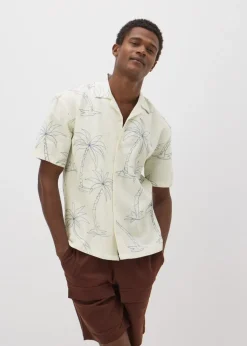 Cream Palm Tree Embroidered Shirt