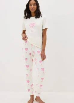 Cream Palm Tree Pyjama Bottoms