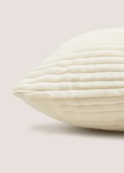 Cream Ribbed Cushion Cover