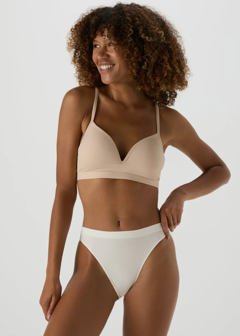 Cream Seamless High Leg Knickers