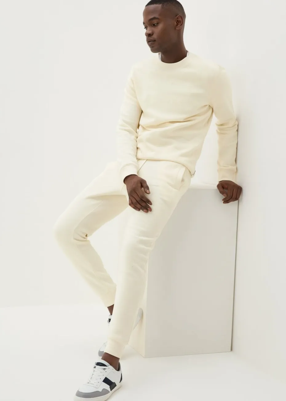 Cream Slim Fit Jogging Bottoms