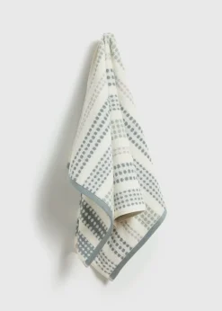 Cream Spot Striped Jacquard Towel