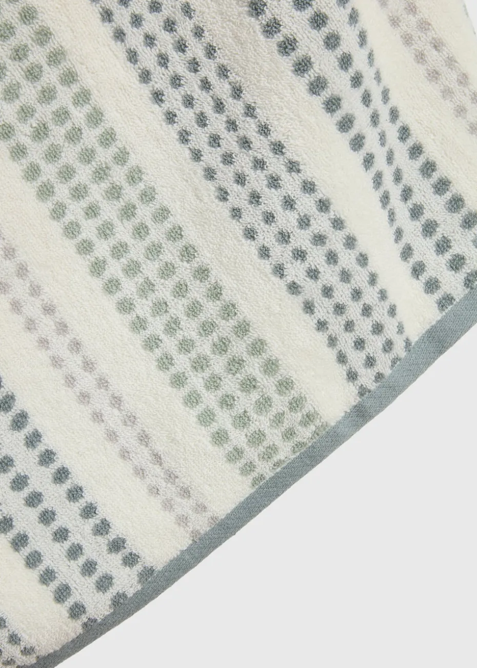 Cream Spot Striped Jacquard Towel