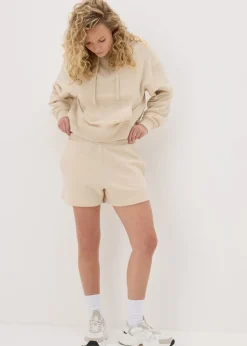 Cream Textured Shorts