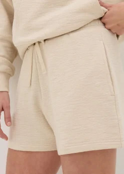 Cream Textured Shorts