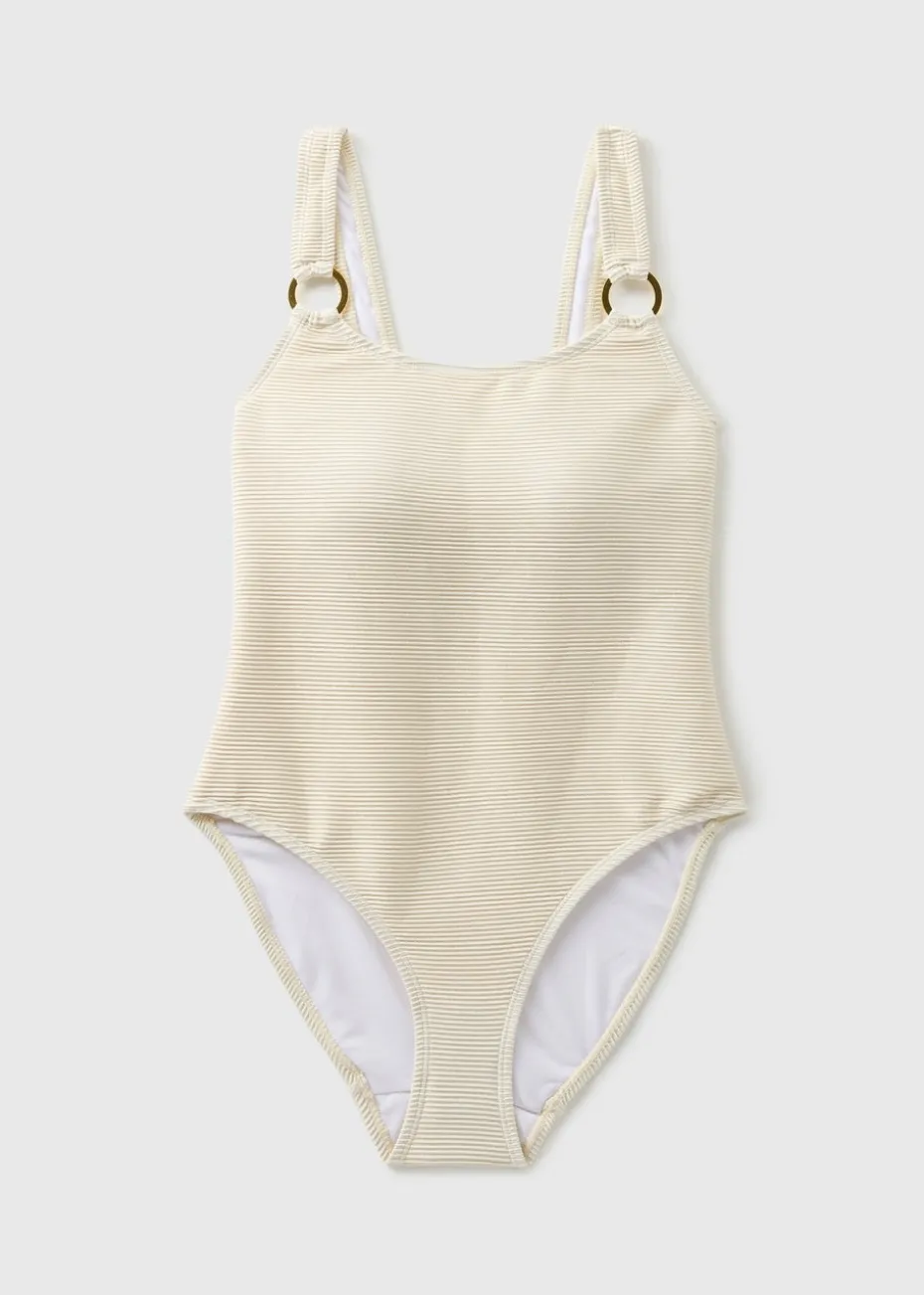 Cream Textured Sparkle Swimsuit