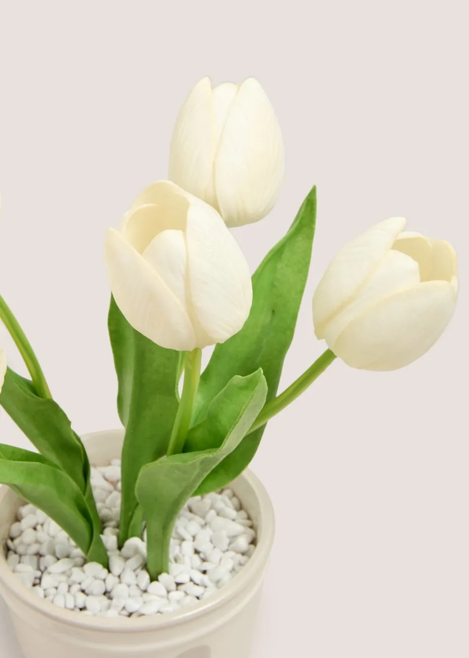 Cream Tulips In A Heart Vase